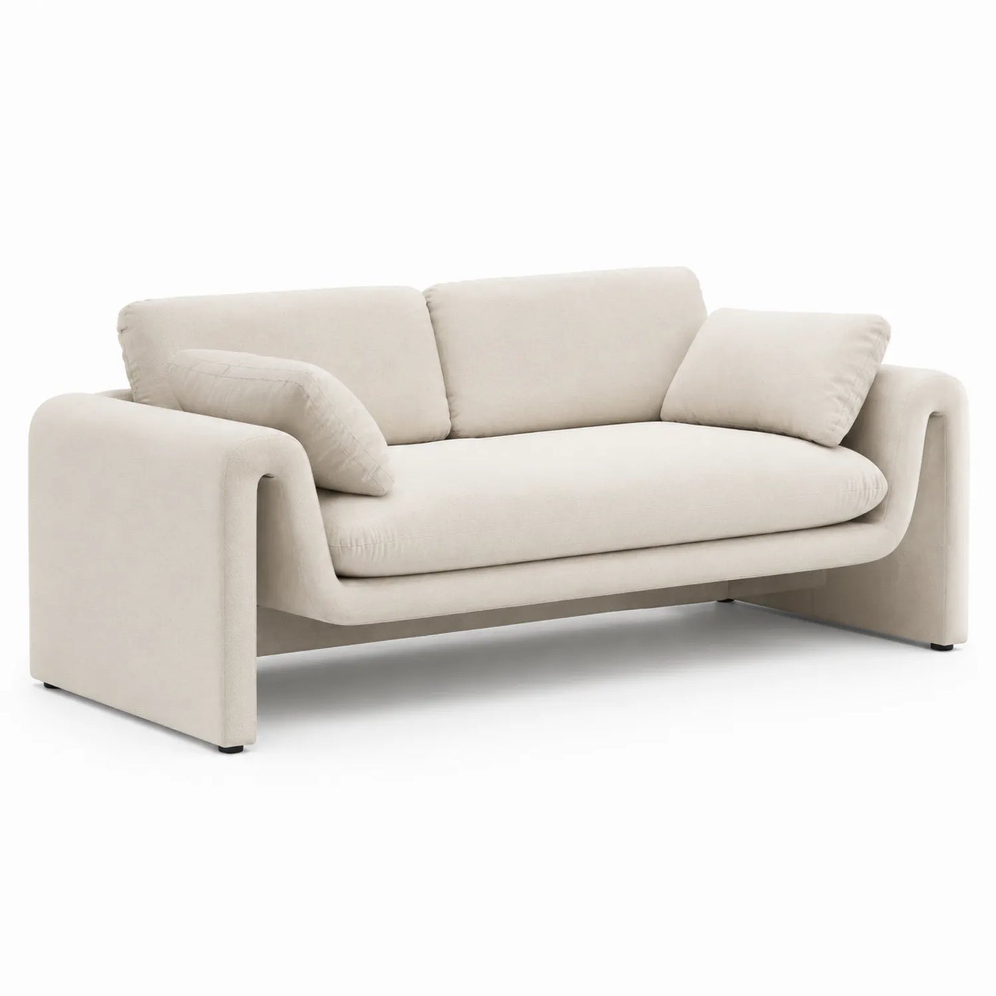 Sofa 2-3 osobowa 190 cm tkanina tapicerowana kremowa nowoczesna konstrukcja drewniana