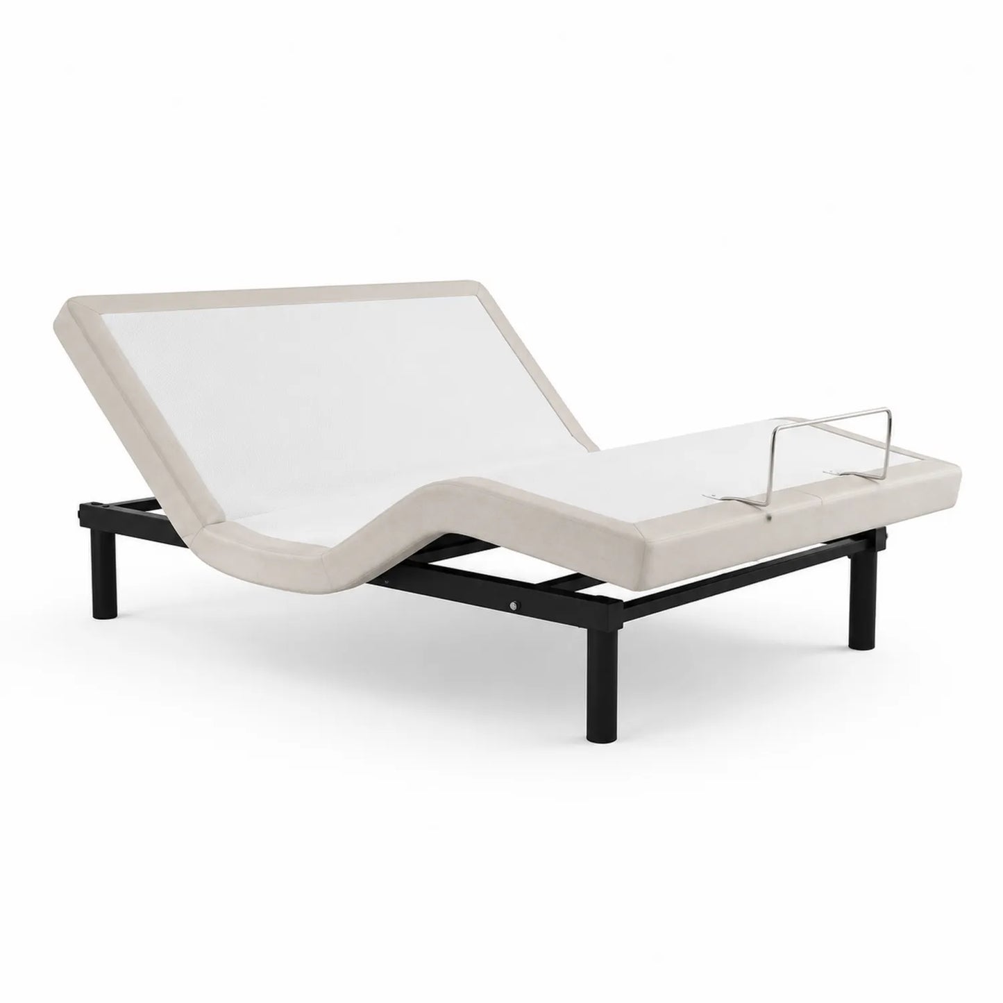 Łóżko regulowane 200 cm x 90 cm x 30 cm metalowa rama tapicerowana beżowa czarna prostokątna z regulacją oparcia