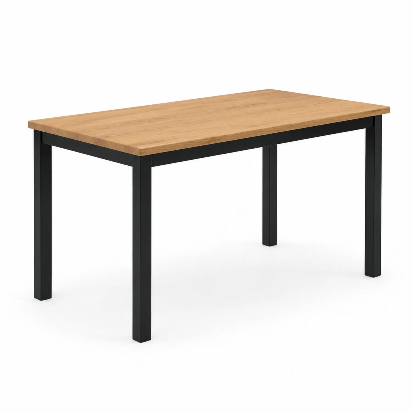 Stół jadalniany prostokątny 160 x 80 x 75 cm MDF fornir dębowy stalowa rama jasny dąb czarny