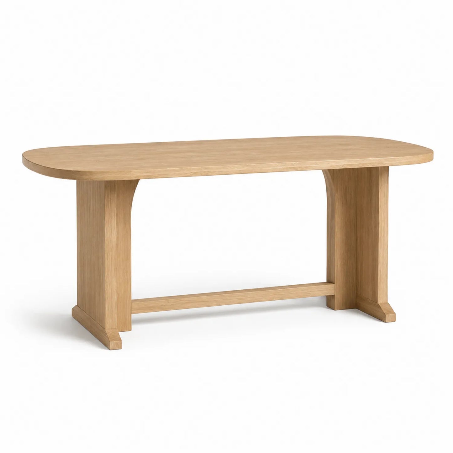 Stół jadalniany prostokątny 180x90x75 cm blat MDF fornir dąb naturalny nogi drewno dębowe podwójna podstawa dąb naturalny
