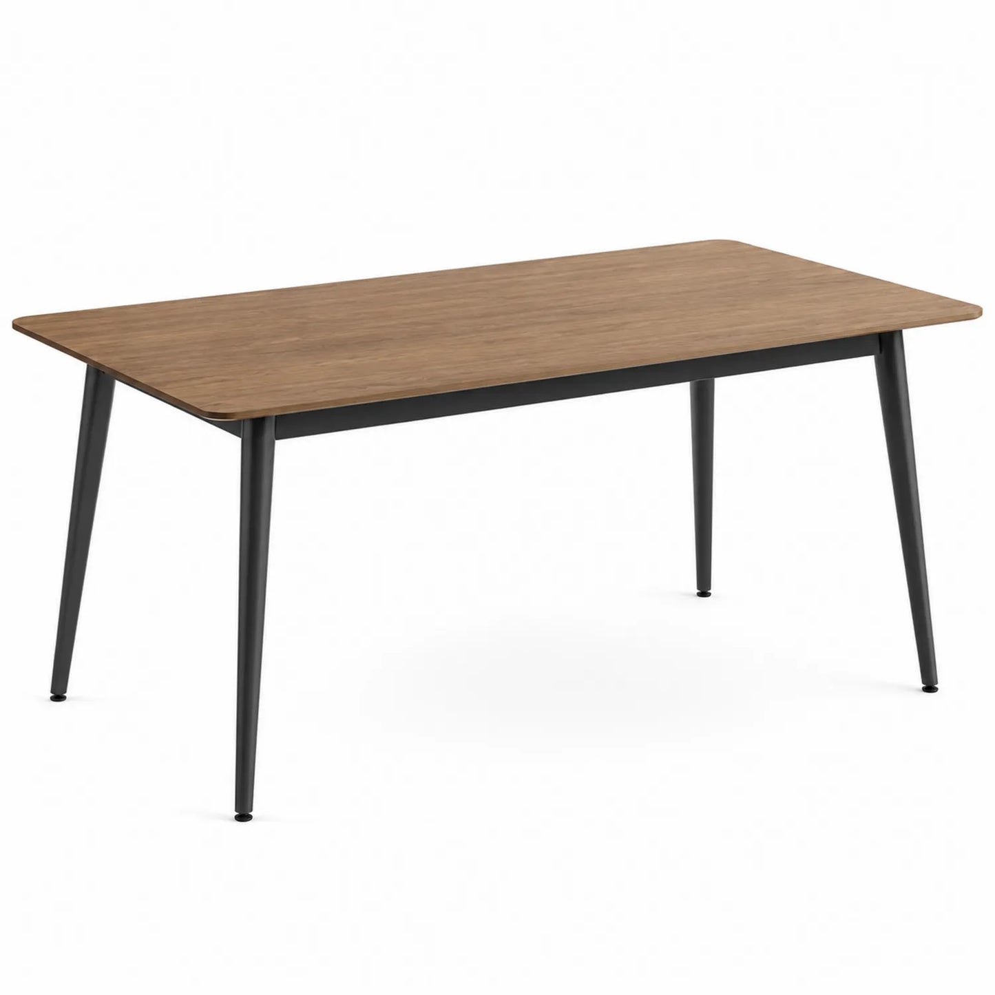 Stół jadalniany prostokątny 140 x 80 x 75 cm MDF fornir orzechowy blat czarny metalowe nogi