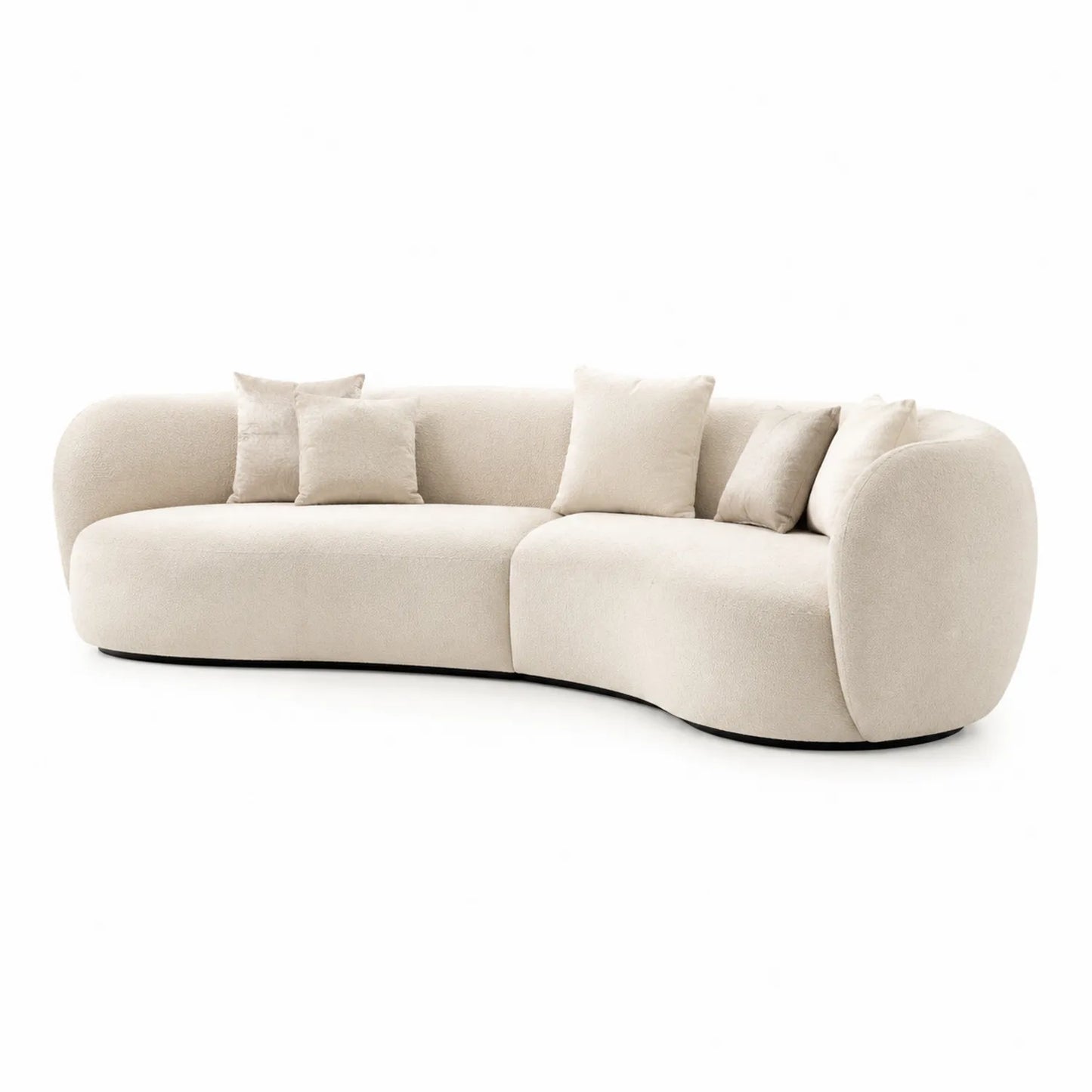 Sofa modułowa zaokrąglona 280 cm x 110 cm x 76 cm tkanina bouclé kremowa drewniana konstrukcja