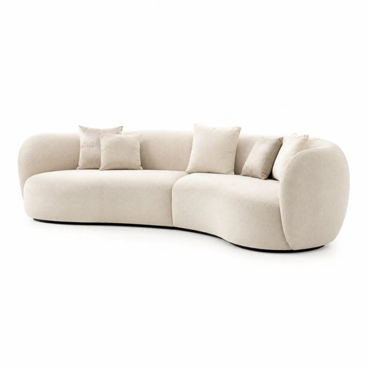 Sofa modułowa zaokrąglona 280 cm x 110 cm x 76 cm tkanina bouclé kremowa drewniana konstrukcja