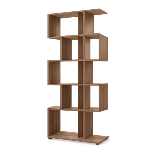 Regał biurowy otwarty 80 cm x 30 cm x 180 cm płyta laminowana dąb naturalny prostokątny asymetryczny