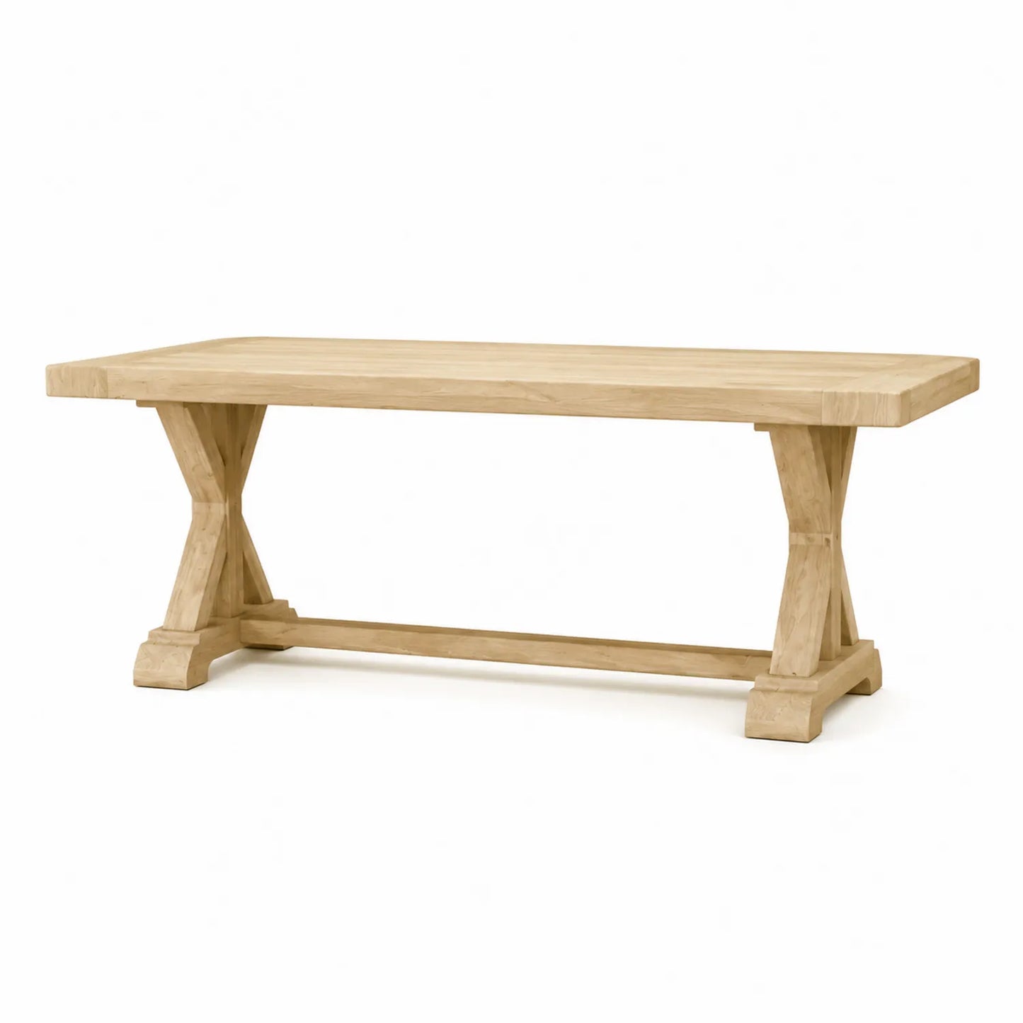 Stół jadalniany prostokątny 180 cm x 90 cm x 76 cm lite drewno kauczukowe fornir dąb naturalny kolor X podstawa drewniana