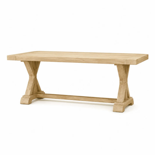 Stół jadalniany prostokątny 180 cm x 90 cm x 76 cm lite drewno kauczukowe fornir dąb naturalny kolor X podstawa drewniana