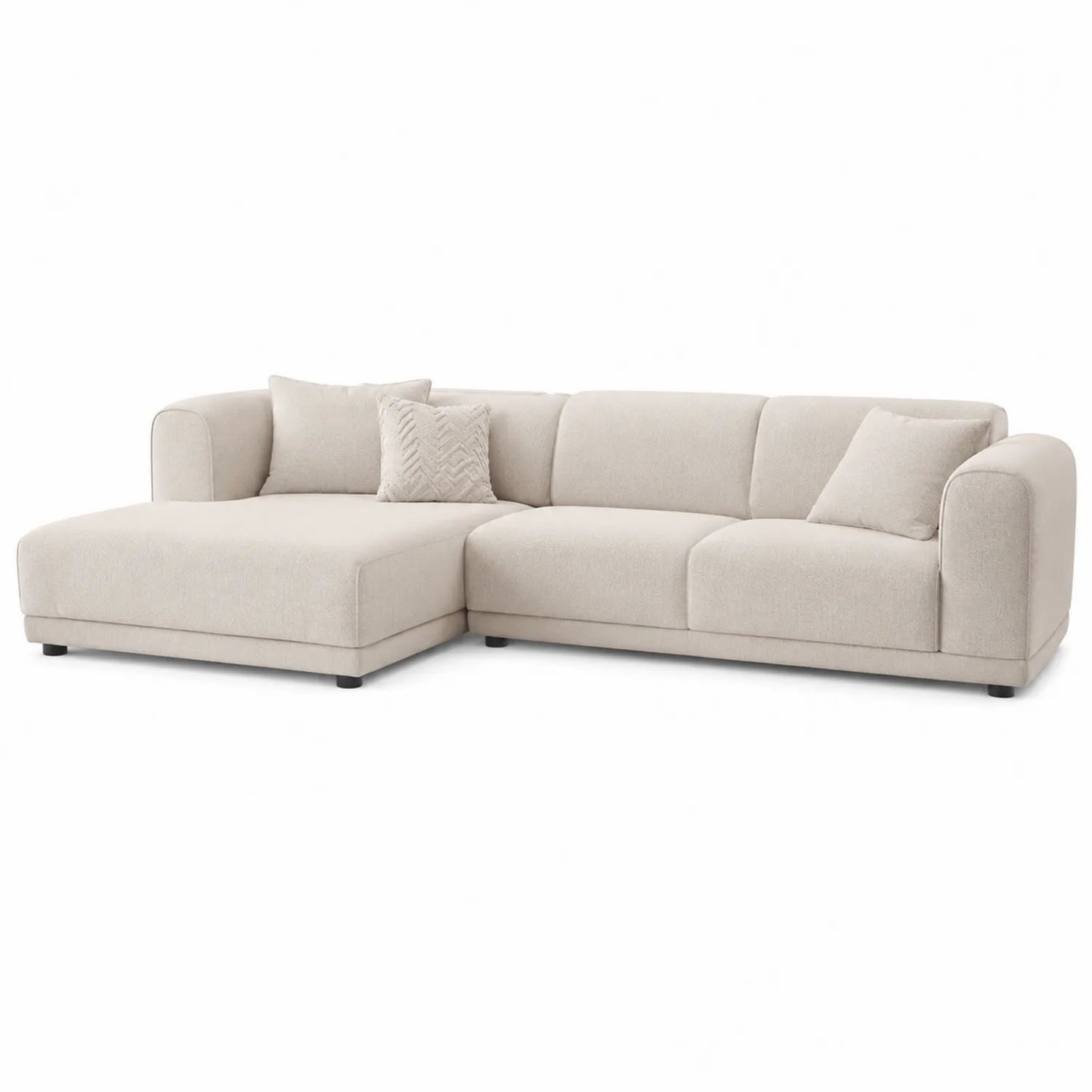 Sofa narożna modułowa z szezlongiem lewostronnym 280 cm 160 cm 82 cm tkanina poliestrowa beżowa