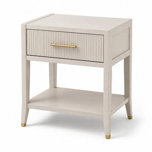 Szafka nocna z jedną szufladą i półką 50 x 40 x 55 cm MDF kremowa złoty uchwyt prostokątna