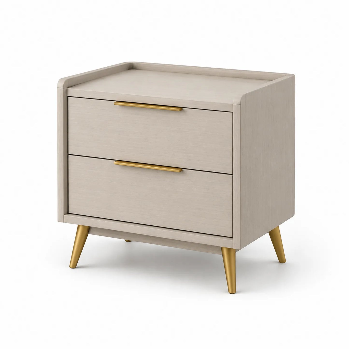 Szafka nocna z 2 szufladami 55 x 40 x 55 cm MDF beżowa złote uchwyty prostokątna