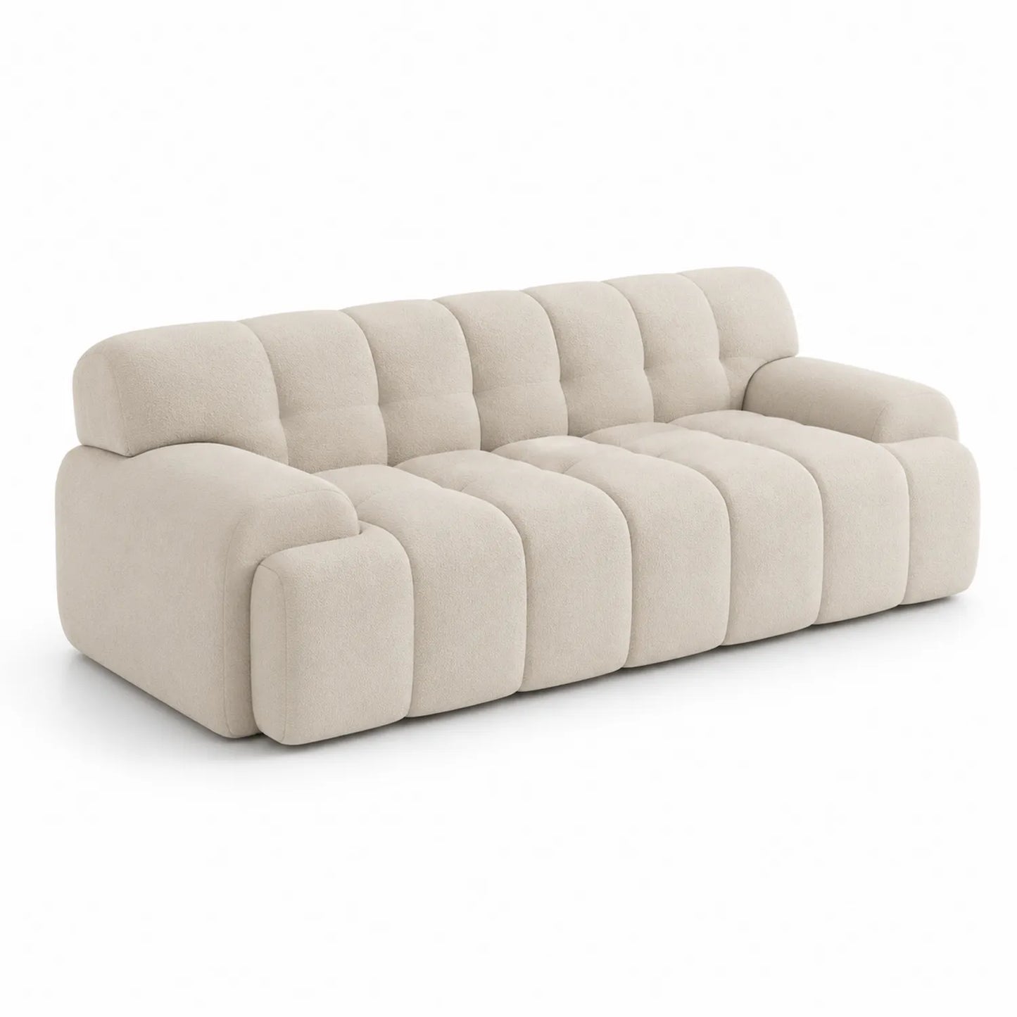 Sofa trzyosobowa prosta 220 cm 95 cm 78 cm tkanina poliestrowa beżowa pikowana
