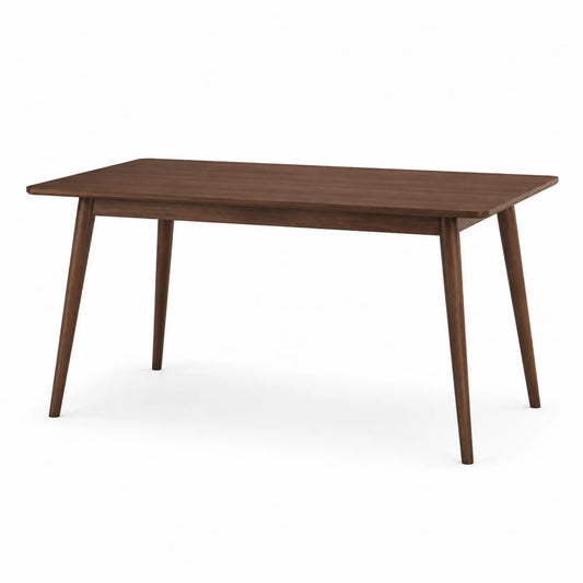 Stół jadalniany prostokątny 140 x 80 x 75 cm MDF fornir orzechowy brązowy nogi drewniane naturalne