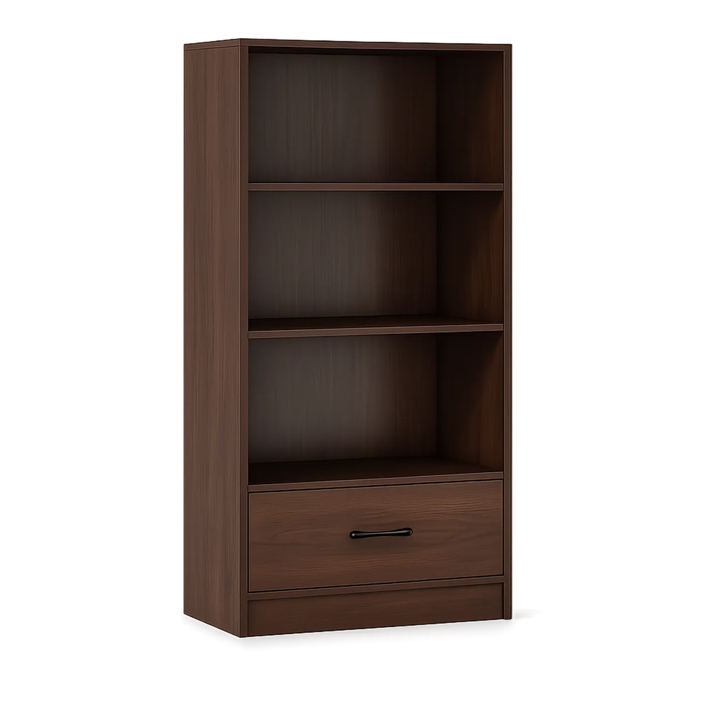 Regał biurowy z szufladą 70 cm x 35 cm x 180 cm MDF laminowany ciemny orzech prostokątny