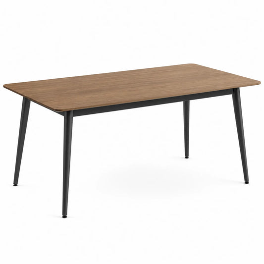Stół jadalniany prostokątny 140 x 80 x 75 cm MDF fornir orzechowy blat czarny metalowe nogi