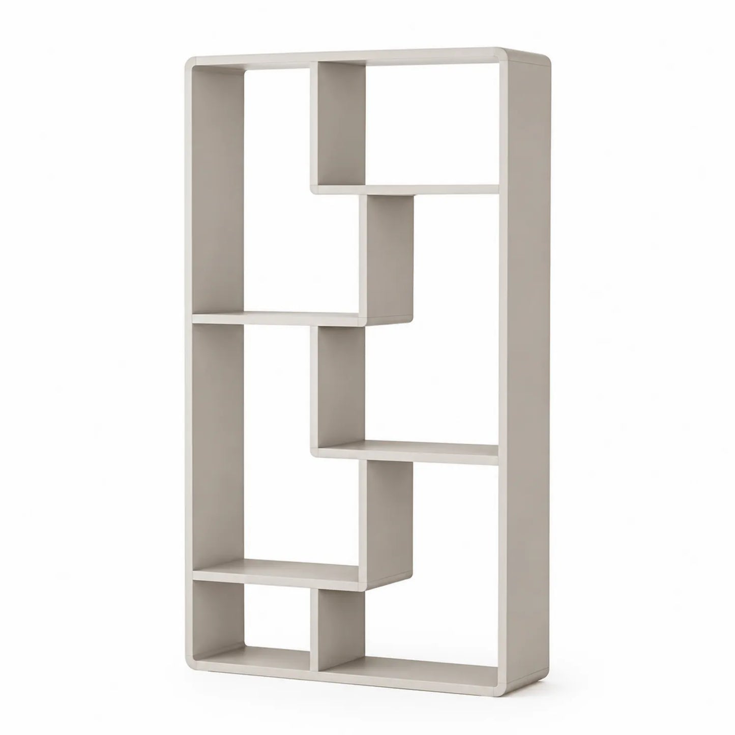 Regał biurowy asymetryczny 80 cm x 30 cm x 160 cm MDF laminowany beżowy prostokątny otwarty 5 poziomów