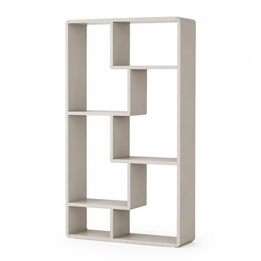 Regał biurowy asymetryczny 80 cm x 30 cm x 160 cm MDF laminowany beżowy prostokątny otwarty 5 poziomów