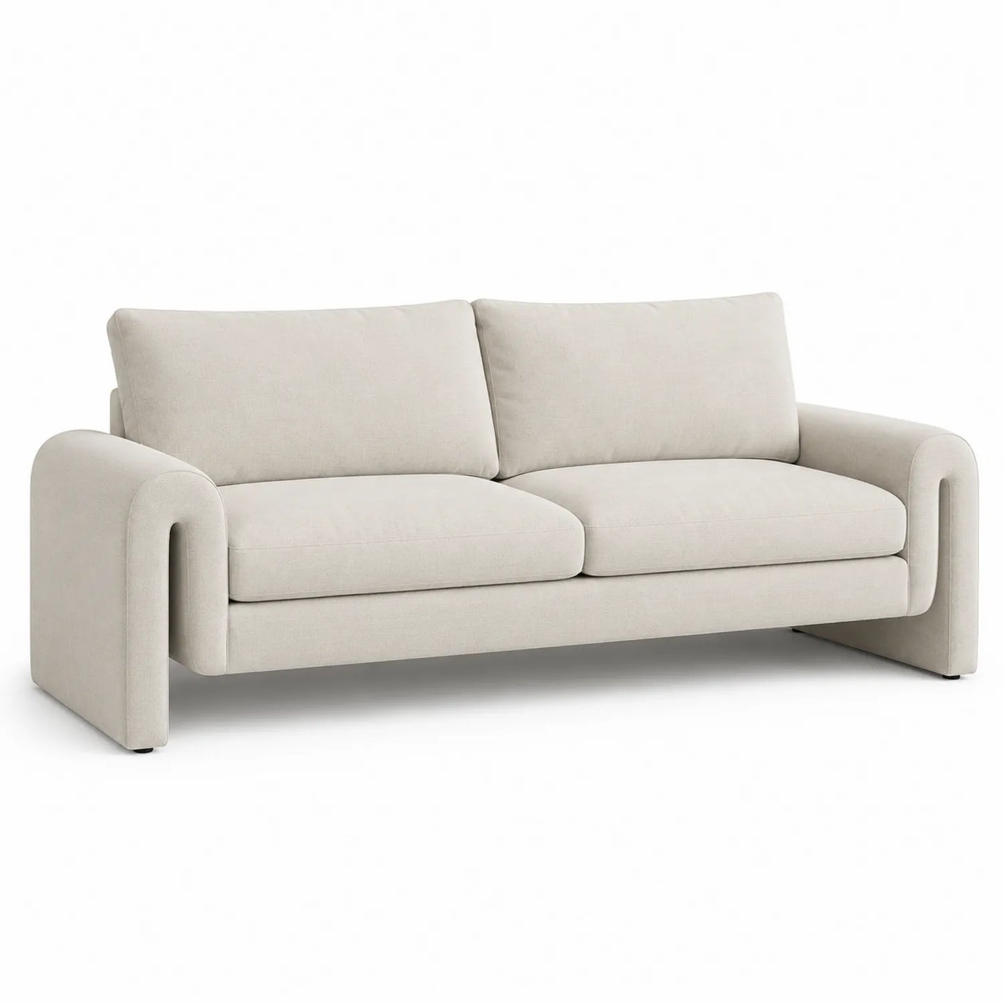 Sofa 3-osobowa prosta 220 x 95 x 78 cm tkanina poliestrowa beżowa tapicerowana nowoczesna