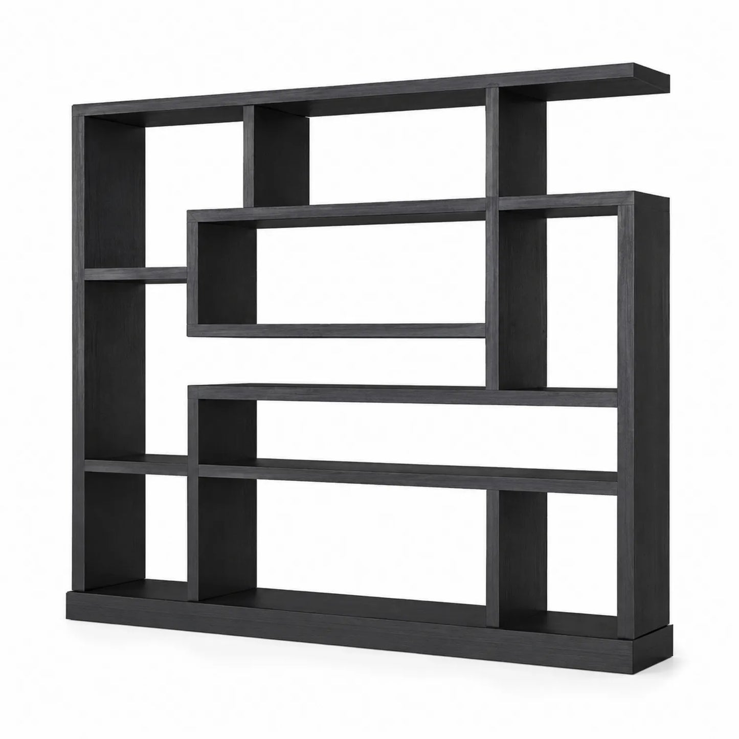 Regał biurowy biblioteczka 160 cm x 30 cm x 160 cm płyta wiórowa laminowana czarny ciemnoszary geometryczny otwarty