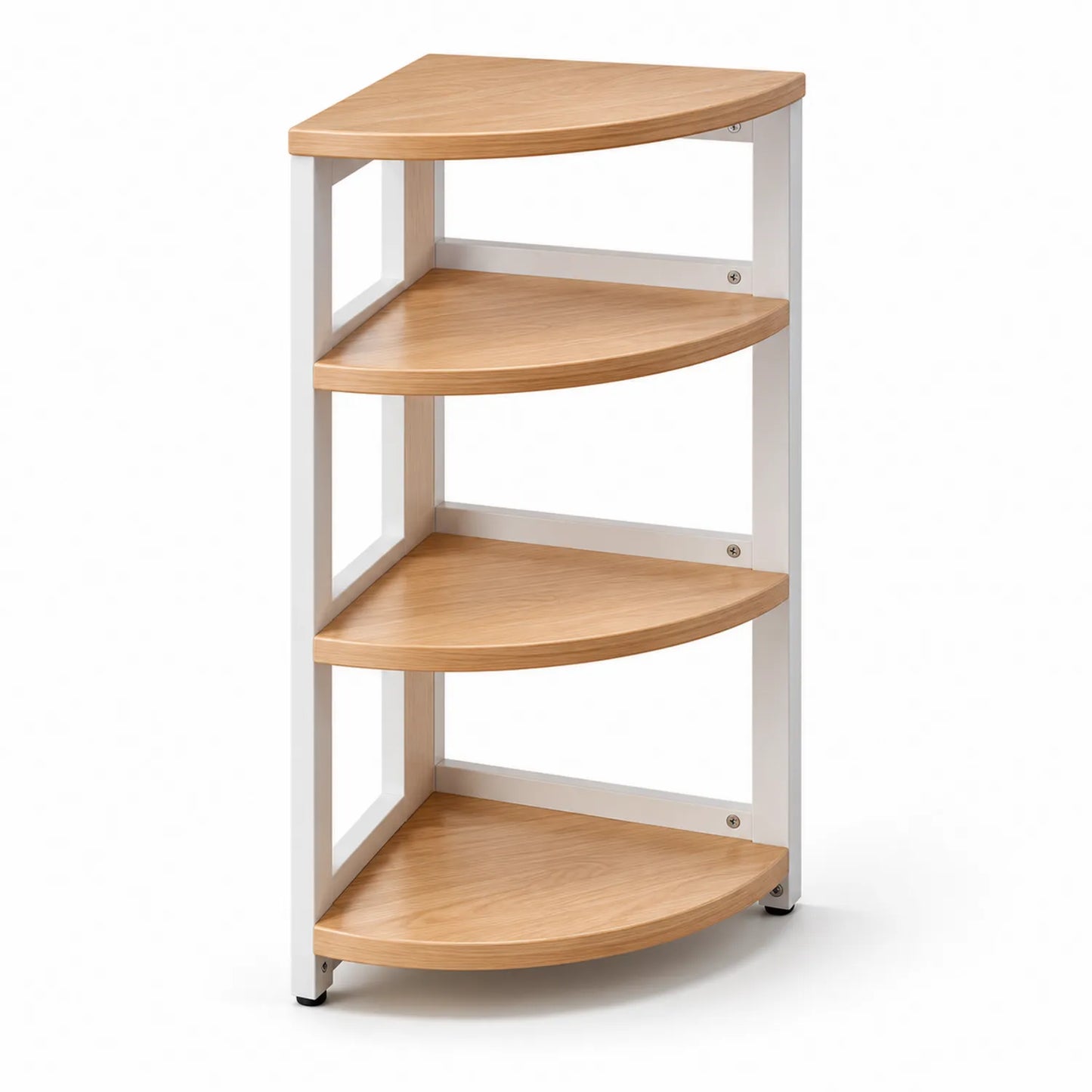 Regał narożny 4-poziomowy 40 cm 40 cm 120 cm MDF metal biały jasne drewno