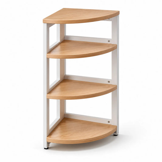 Regał narożny 4-poziomowy 40 cm 40 cm 120 cm MDF metal biały jasne drewno